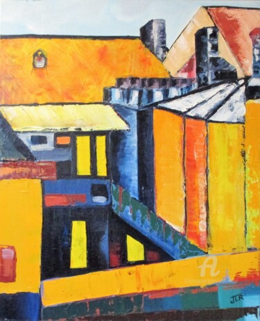 Картина под названием "Rue Ronchaux" - Jean Rebel, Подлинное произведение искусства, Масло Установлен на Деревянная рама для…