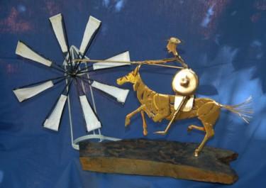 Sculptuur getiteld "Don Quichotte" door Jean Remaury, Origineel Kunstwerk, Metalen