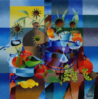 Painting titled "NATURE MORTE AUX OI…" by Jean Rougerie, Original Artwork, Oil Mounted on Wood Stretcher frame