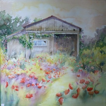 Peinture intitulée "la vieille grange" par Jean Senterre, Œuvre d'art originale, Aquarelle