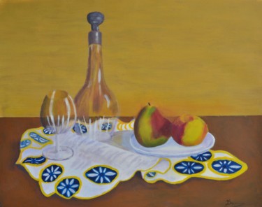 Painting titled "Carafe er fruits" by Jean Seunes, Original Artwork, Acrylic