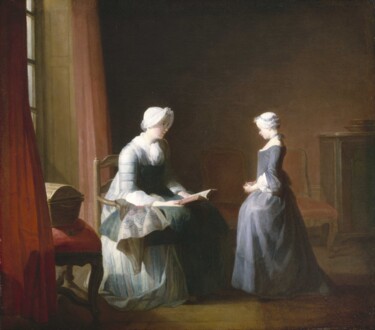 Malerei mit dem Titel "La bonne éducation" von Jean Siméon Chardin, Original-Kunstwerk, Öl