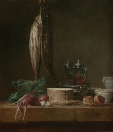 绘画 标题为“Nature morte au poi…” 由Jean Siméon Chardin, 原创艺术品, 油