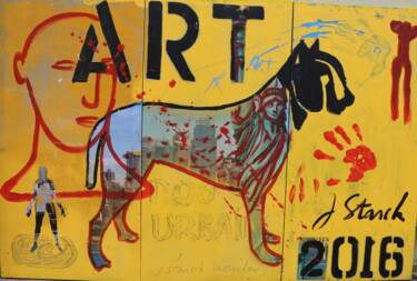 Peinture intitulée "TRIPTYQUE DOG MAIN…" par Jean Starck, Œuvre d'art originale, Acrylique