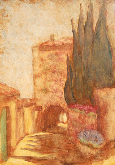 Painting titled "Soustet à Châteaune…" by Jean Xavier Combe, Original Artwork, Oil Mounted on Other rigid panel