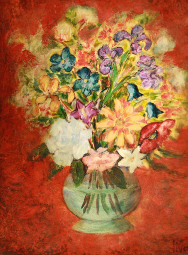 Pittura intitolato "Bouquet VI." da Jean Xavier Combe, Opera d'arte originale, Olio Montato su Telaio per barella in legno