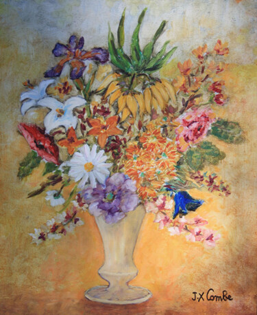 Peinture intitulée "Bouquet VIII." par Jean Xavier Combe, Œuvre d'art originale, Huile Monté sur Châssis en bois