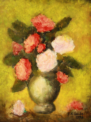 Pittura intitolato "Roses VII." da Jean Xavier Combe, Opera d'arte originale, Olio Montato su Telaio per barella in legno