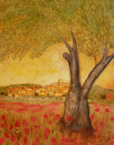 제목이 "Olivier et coquelic…"인 미술작품 Jean Xavier Combe로, 원작, 기름 나무 들것 프레임에 장착됨