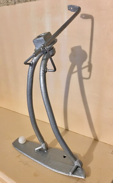 Sculpture titled "Golfeur" by Jean-Yves Grossiord, Original Artwork, Metals
