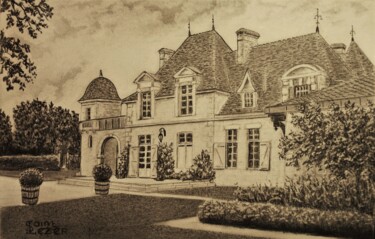 「Le château de RAUZA…」というタイトルの描画 Jean-Yves Saint Lezerによって, オリジナルのアートワーク, 鉛筆