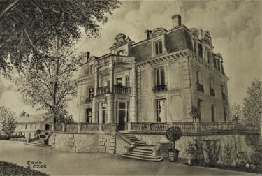 Tekening getiteld "Château GRATTEQUINA" door Jean-Yves Saint Lezer, Origineel Kunstwerk, Potlood