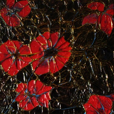 Painting titled "fleurs de survie 2" by Jean-Yves Verne, Original Artwork, Acrylic Mounted on Other rigid panel
