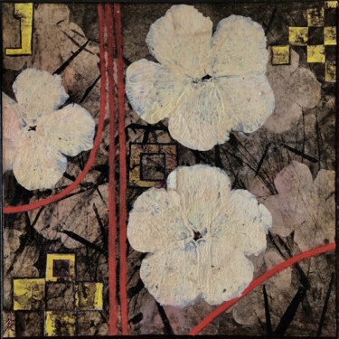 绘画 标题为“mayflowers 6” 由Jean-Yves Verne, 原创艺术品, 丙烯 安装在其他刚性面板上