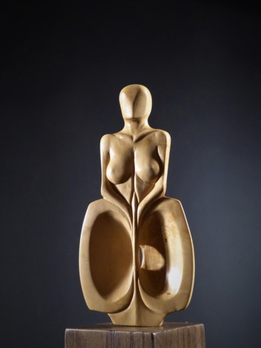 Skulptur mit dem Titel "Déesse-mère 22" von Jean-Charles Ferrand, Original-Kunstwerk, Holz