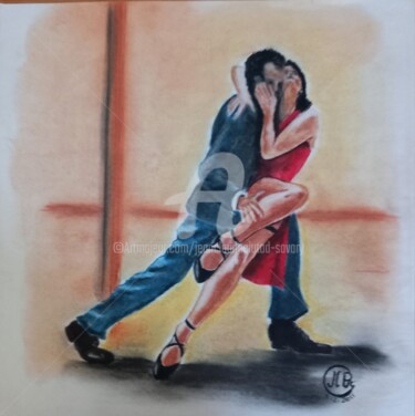 Drawing titled "Tango n°3 de la sér…" by Jc C-S ' Art, Original Artwork, Pastel Mounted on Other rigid panel