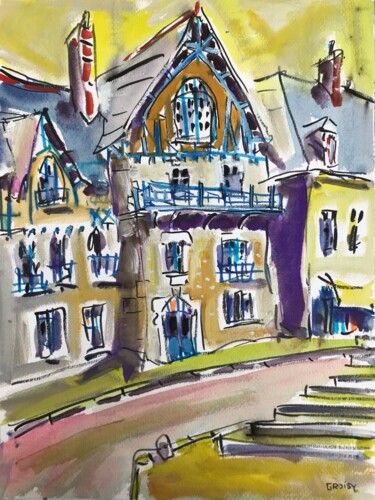 Painting titled "Chartres 34" by Jean-François Groisy, Original Artwork, Gouache