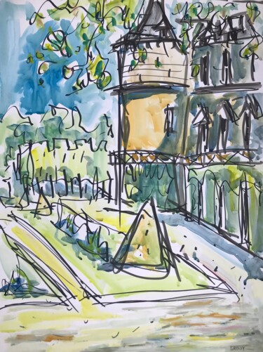 Painting titled "Rambouillet 25" by Jean-François Groisy, Original Artwork, Gouache