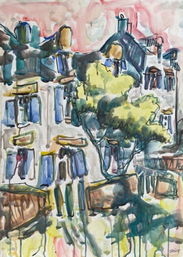 Painting titled "Portivy - 23" by Jean-François Groisy, Original Artwork, Watercolor