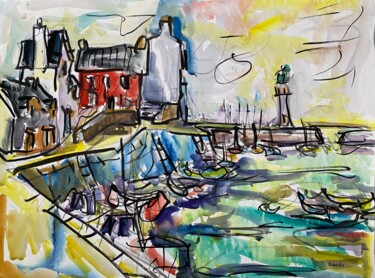 Painting titled "Quiberon 21" by Jean-François Groisy, Original Artwork, Gouache