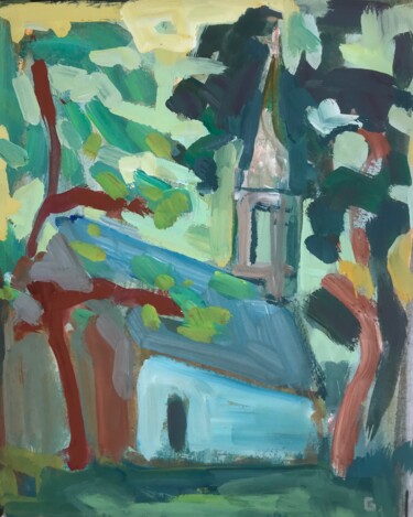 Malerei mit dem Titel "Chapelle de la Made…" von Jean-François Groisy, Original-Kunstwerk, Gouache