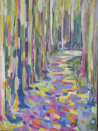 Peinture intitulée "Forêt 15 - l’étang…" par Jean-François Groisy, Œuvre d'art originale, Acrylique