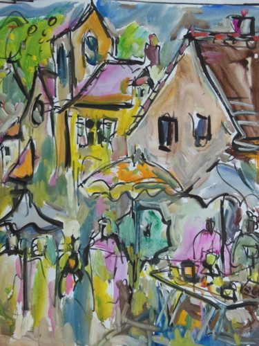 Painting titled "Vieille-Eglise 11 -…" by Jean-François Groisy, Original Artwork, Gouache