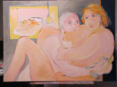 Schilderij getiteld "Dans la chambre" door Jean-Louis Smoos, Origineel Kunstwerk, Olie