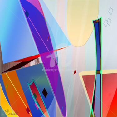 Arts numériques intitulée ""abstract-line-para…" par Jean-Marie Renault, Œuvre d'art originale, Peinture numérique