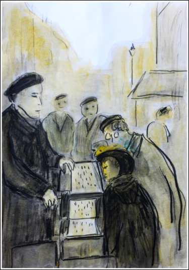 Картина под названием "L'orgue de barbarie…" - Jean Mirre, Подлинное произведение искусства, Масло