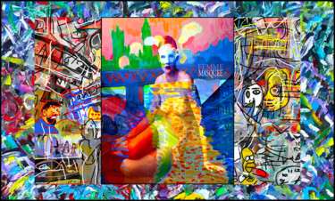 Arte digitale intitolato ""Femme masquée" + o…" da Jean Mirre, Opera d'arte originale