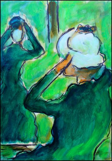 Schilderij getiteld "MIROIR ET CHAPEAU" door Jean Mirre, Origineel Kunstwerk, Olie