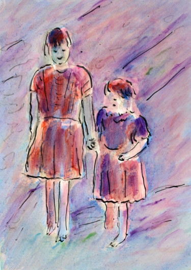 Pintura titulada "TWO SISTERS IN IREL…" por Jean Mirre, Obra de arte original, Oleo