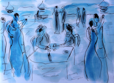 "La danse bleue" başlıklı Tablo Jean Mirre tarafından, Orijinal sanat, Petrol