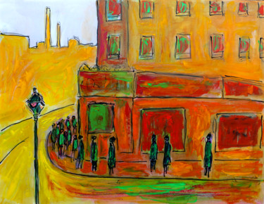 Peinture intitulée "Street corner" par Jean Mirre, Œuvre d'art originale, Huile