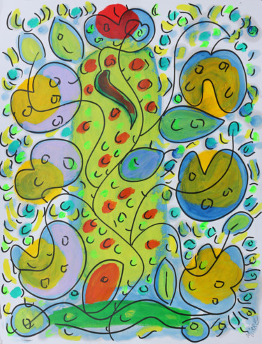 Painting titled "Les nouveaux légumes" by Jean Mirre, Original Artwork, Acrylic