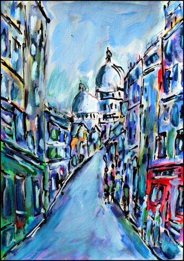 Pintura titulada "Montmartre mélancol…" por Jean Mirre, Obra de arte original, Oleo