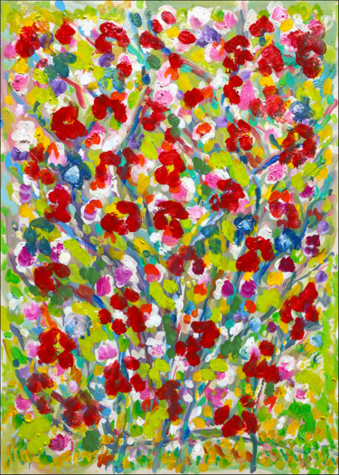 Malerei mit dem Titel "Crimson love" von Jean Mirre, Original-Kunstwerk, Öl