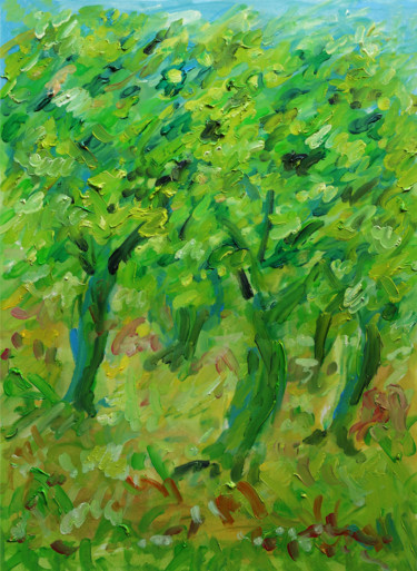 Painting titled "Olive trees" by Jean Mirre, Original Artwork, Oil