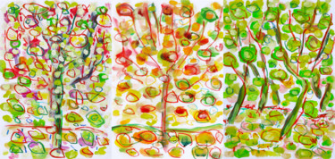 Schilderij getiteld "Triptyque TREES" door Jean Mirre, Origineel Kunstwerk, Olie