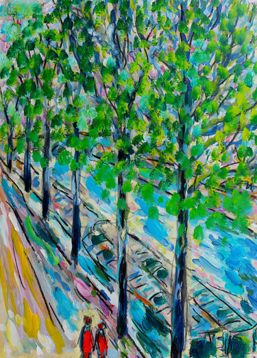 Peinture intitulée "La Seine et ses pén…" par Jean Mirre, Œuvre d'art originale, Huile