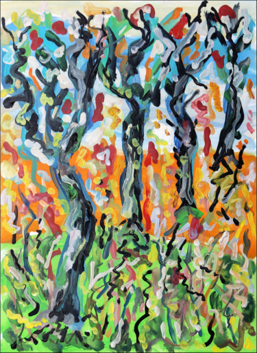 Pintura titulada "Sick forest" por Jean Mirre, Obra de arte original, Oleo