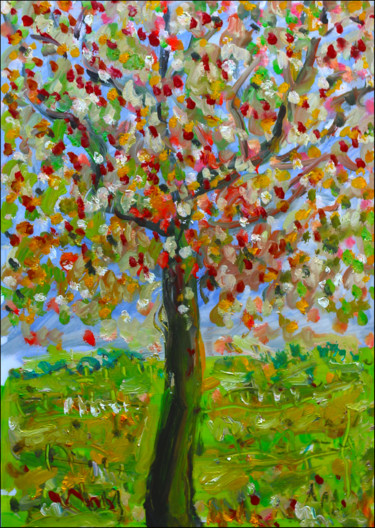 Schilderij getiteld "Love tree1" door Jean Mirre, Origineel Kunstwerk, Olie