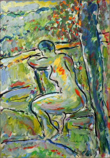 Pintura intitulada "Contemplation1" por Jean Mirre, Obras de arte originais, Óleo