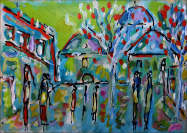 Peinture intitulée "Colorful Hotel" par Jean Mirre, Œuvre d'art originale, Huile