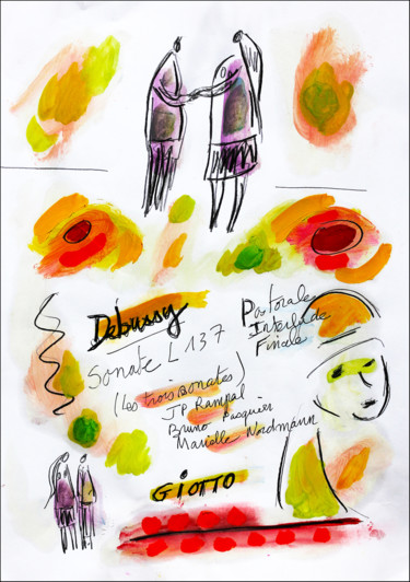 Malerei mit dem Titel "Debussy Sonate L137" von Jean Mirre, Original-Kunstwerk, Öl