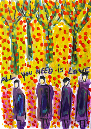 Malerei mit dem Titel "All you need is love" von Jean Mirre, Original-Kunstwerk, Öl