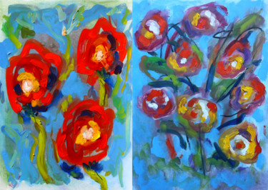 Pittura intitolato "Wild bunch diptych" da Jean Mirre, Opera d'arte originale, Olio