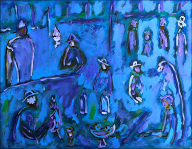 Painting titled "Blue Renoir" by Jean Mirre, Original Artwork, Oil