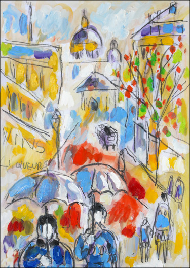 Malerei mit dem Titel "Mai et pluie" von Jean Mirre, Original-Kunstwerk, Öl